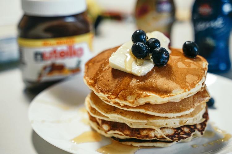 Blueberry Buttermilk Pancakes with Nutella - Pancake Recipe