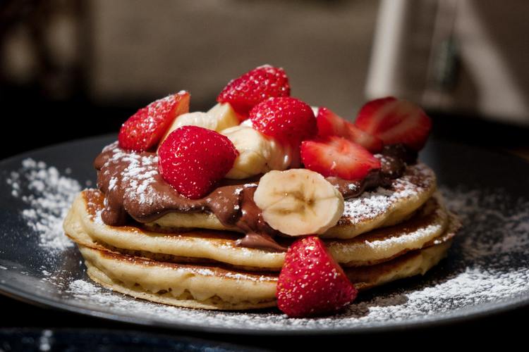 Ricotta Banana Pancakes with Strawberries and Nutella - Pancake Recipe