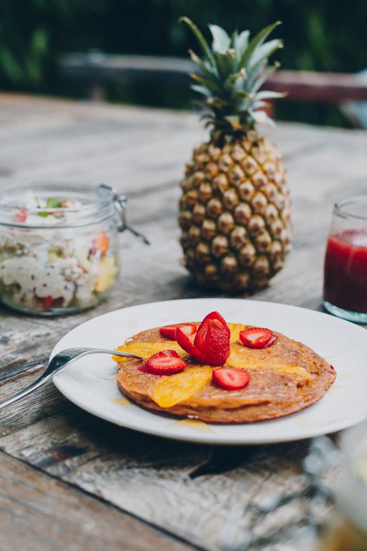 Pancake Recipe - Pineapple Upside Down Pancakes with Strawberries