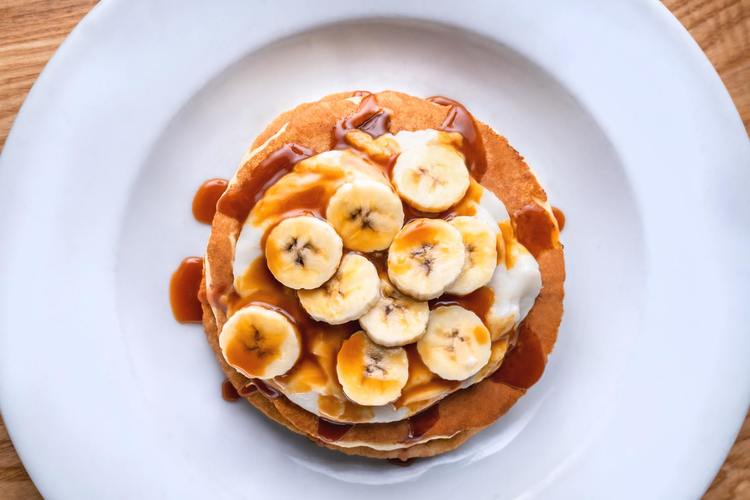 Pancake Recipe - Banana Bread Pancakes with Caramel