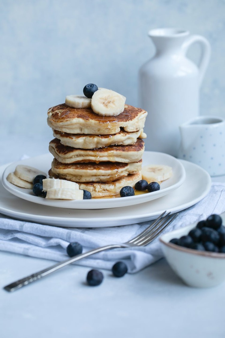 Pancake Recipe - Buttermilk Hotcakes with Bananas and Blueberries
